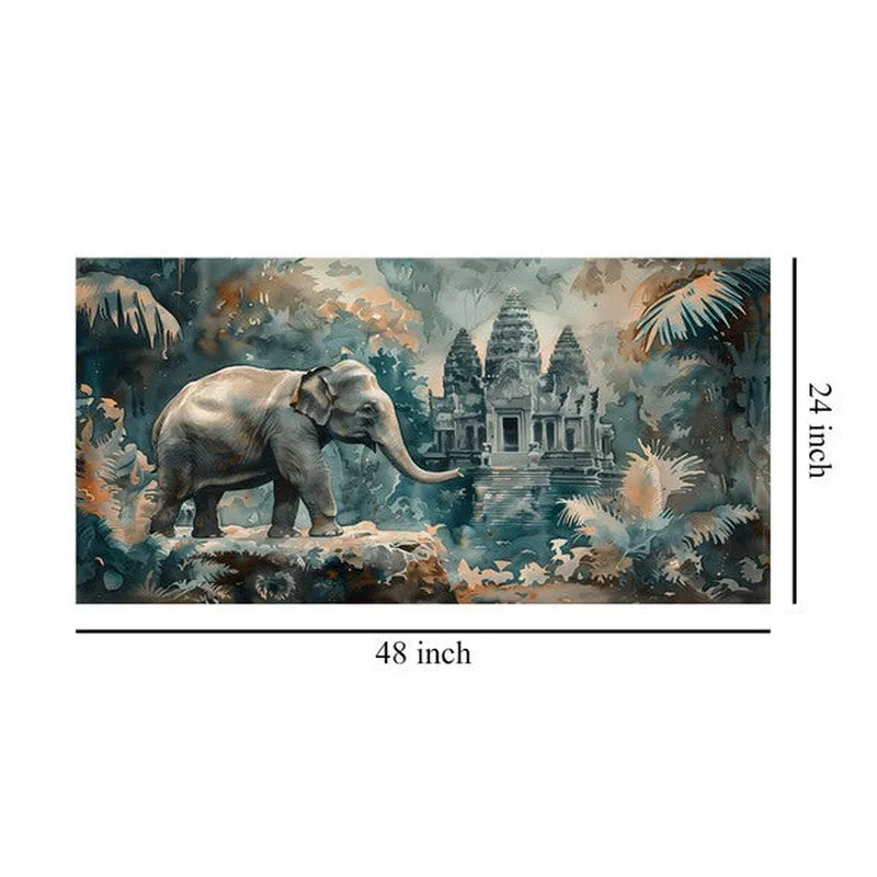 Sacred Temple With Gajendra Poly Canvas Wall painting media 8