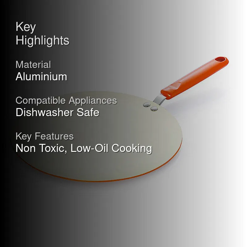 Nirlon Orange Ceramic Coating Non Stick Roti Tawa - 10 Inches media 2