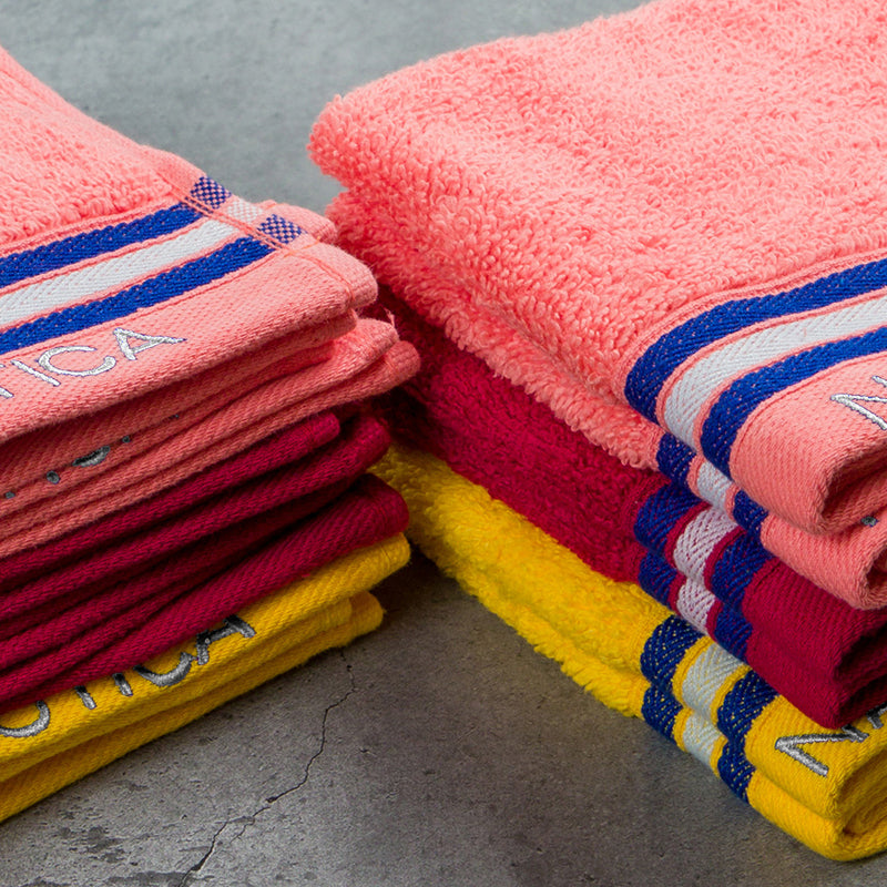 Nautica Dove Down Cotton Hand & Face Towel (Yellow, Burgundy & Coral) - Set Of Twelve media 5