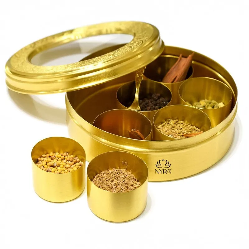 Seara Brass Masala Box with Conatiners - Eight Piece Set media 7