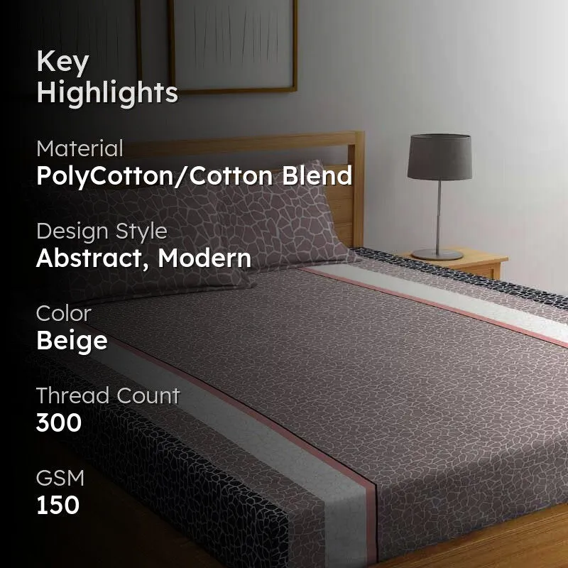 Cobble Stones Printed PolyCotton Bedsheet - 150 GSM media 2