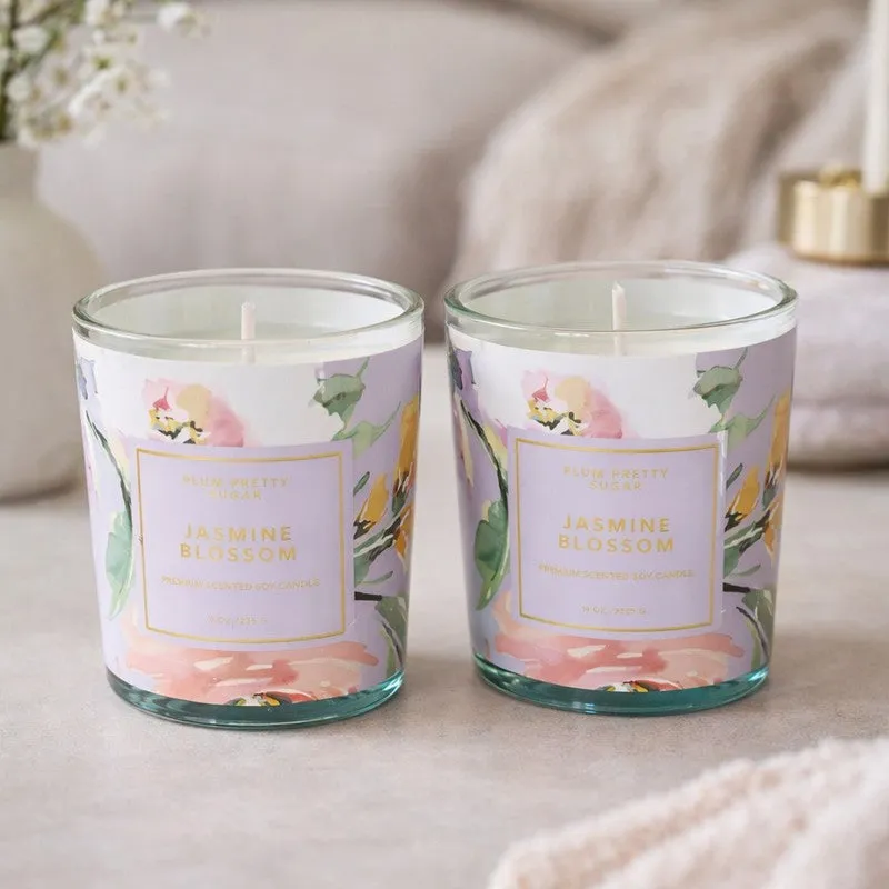 Jasmine Blossom Scented Candle Glass Jar - Set Of Two media 6