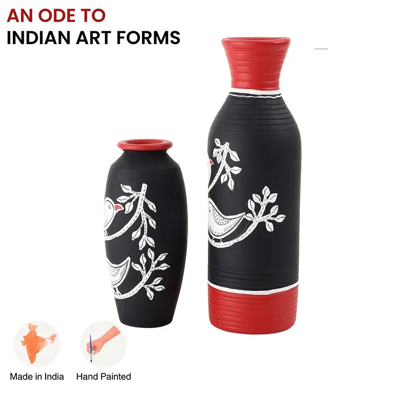 Neel Pakhi Tall Handpainted Terracotta Vase - Set Of Two media 3