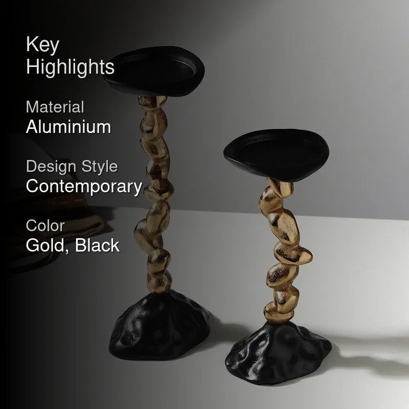 GlowNest Candle Holder (Black,Gold) - Set of Two media 2