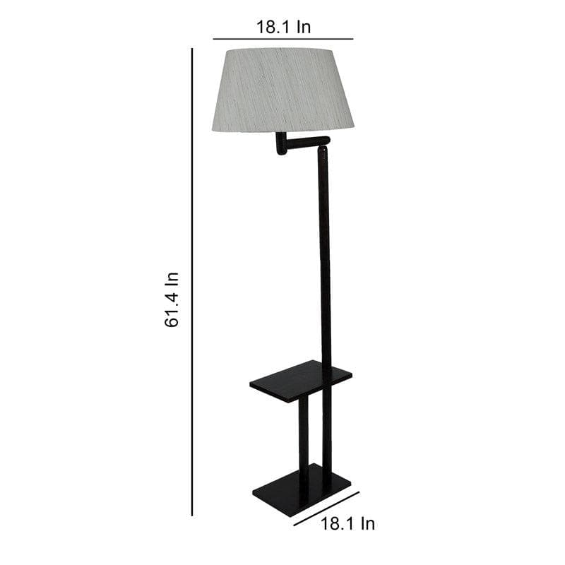 Eartha Enya Wooden Floor Lamp With Shelf - Beige media 5