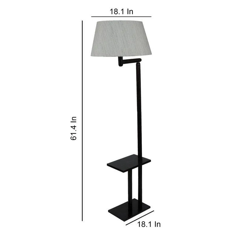 Eartha Enya Wooden Floor Lamp With Shelf - Beige media 5