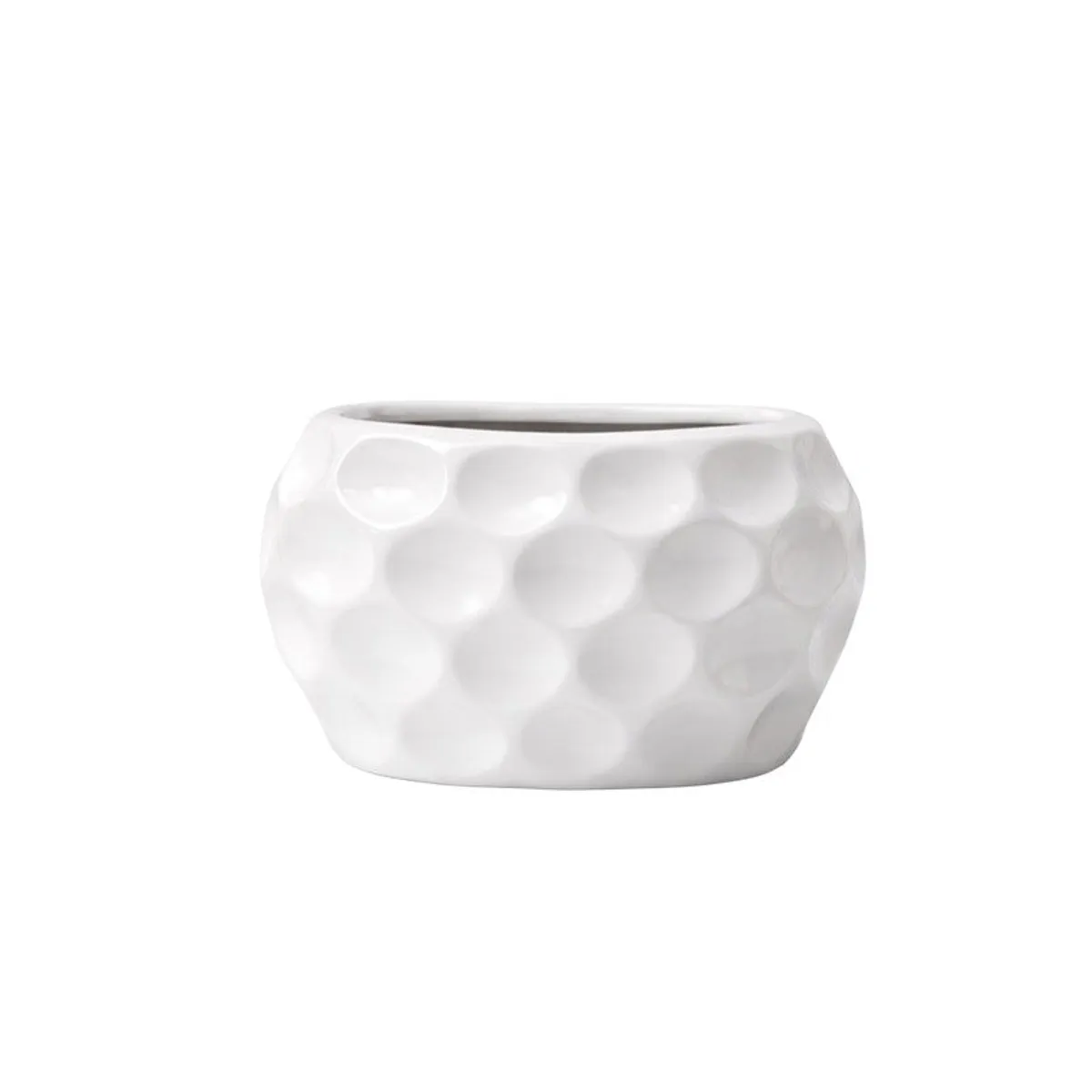 White bubble-textured ceramic vase shown alone on a plain white background.