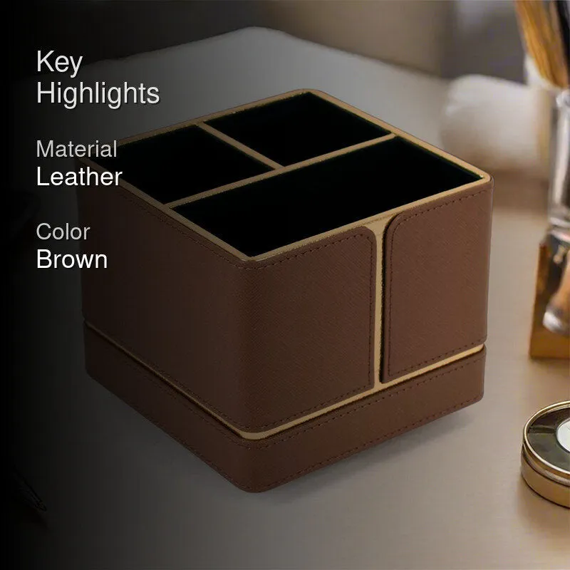 Ceastra Faux Leather Desk Organizer - Brown media 2