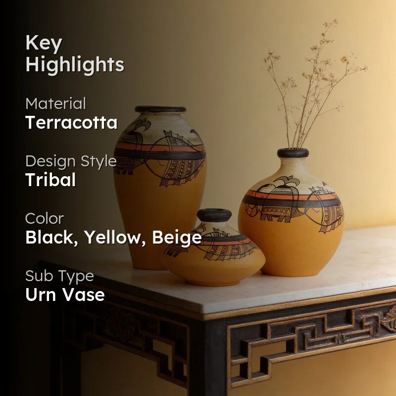Melrose Tribal Terracotta Vase - Set Of Three media 2