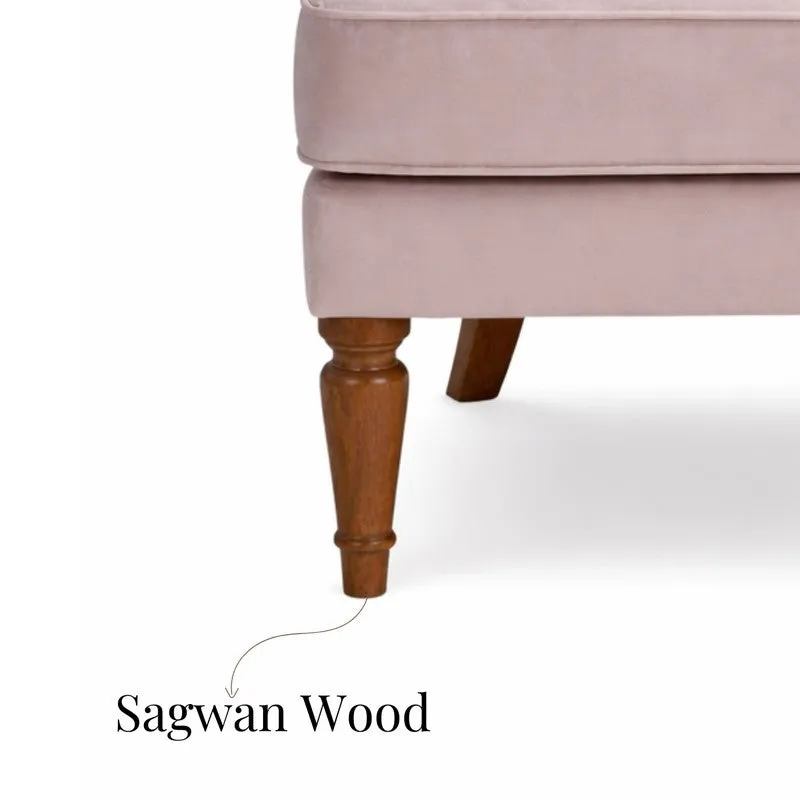 Elysian Teak Wood & Velvet Luxe Lounge Chair - Pink media 6