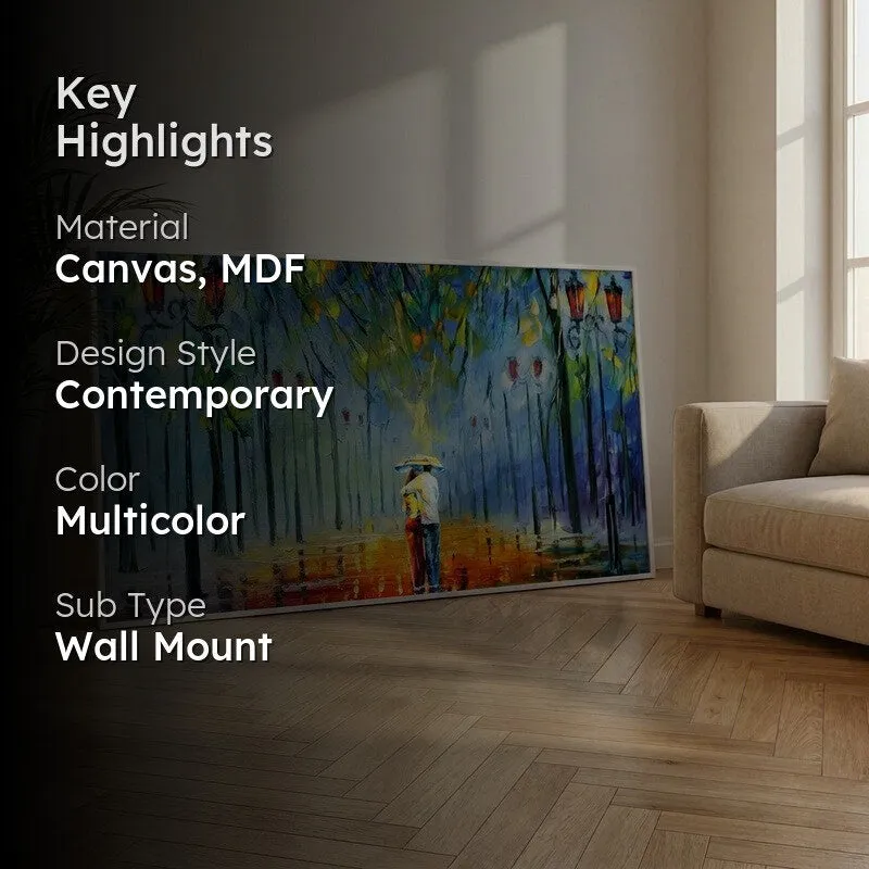 Rainy Evening Canvas Wall Painting With Frame media 2