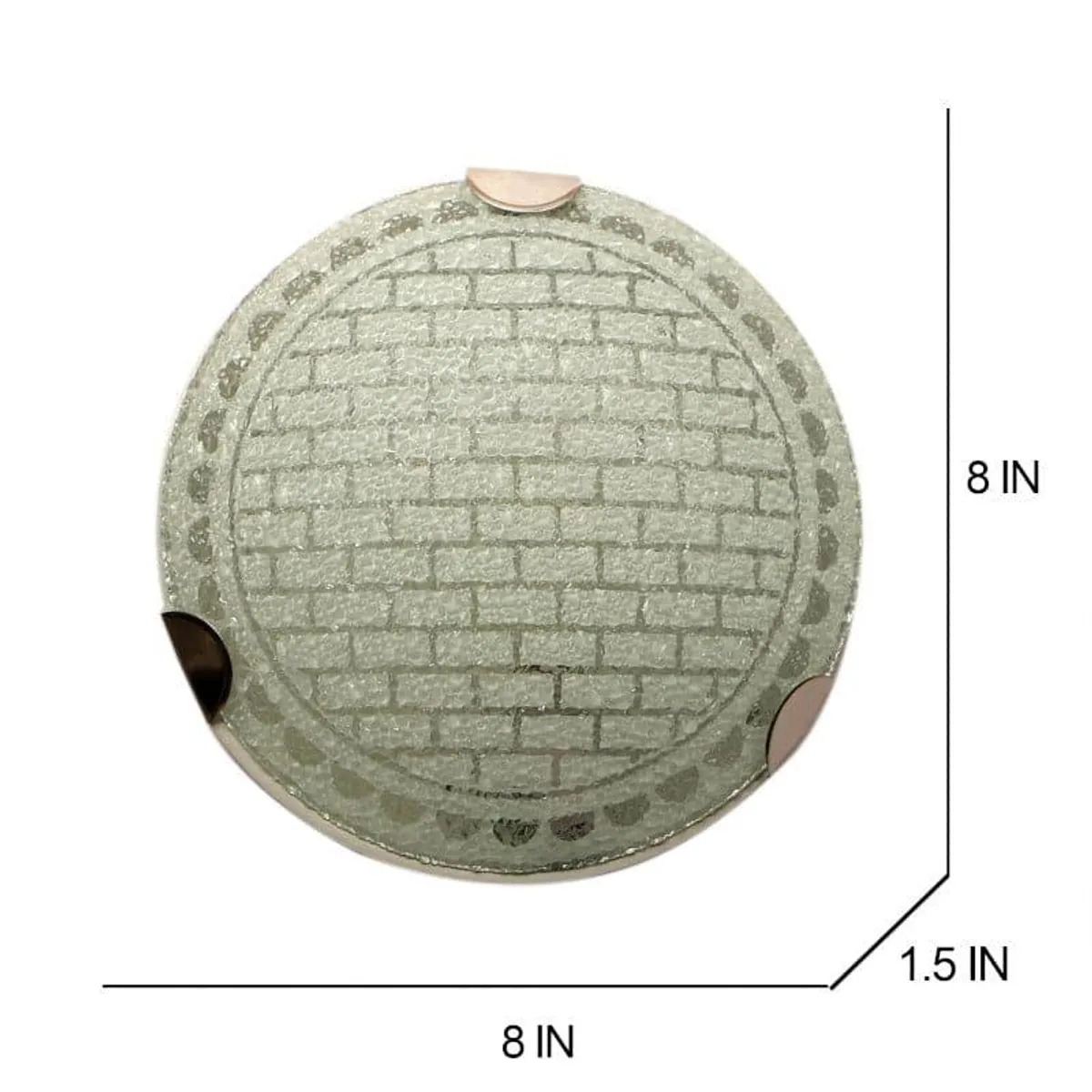 Round grey and white wall lamp shown against a white background