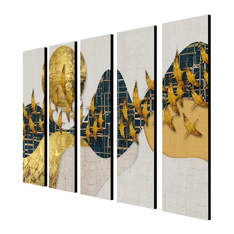 Flocks Of Landscape Canvas Wall Art - Set Of Five media 5