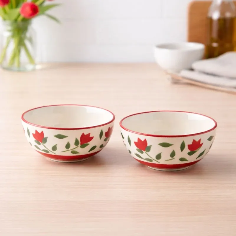 Urban Ceramic Snack Bowls (Red,White, 180 mL Each) - Set Of Two media 3