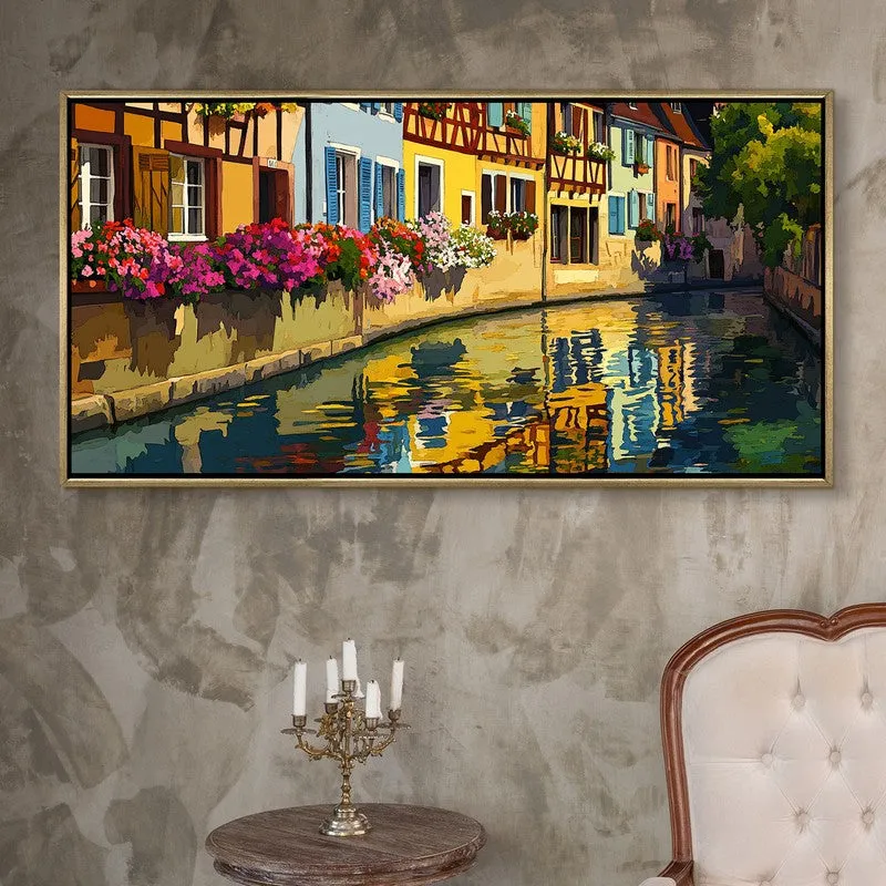 Aquarelle Canal Canvas Wall Painting With Frame media 1