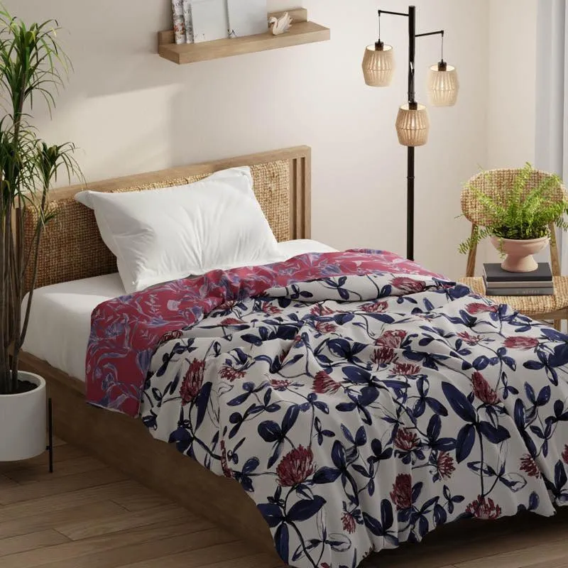 Miara Floral Reversible Microfiber Comforter (Pink) - 150 GSM media 4