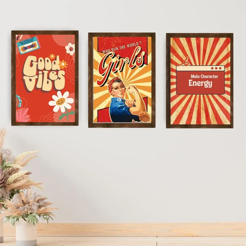 Retro Boost Paper Wall Painting With Frame - Brown media 3