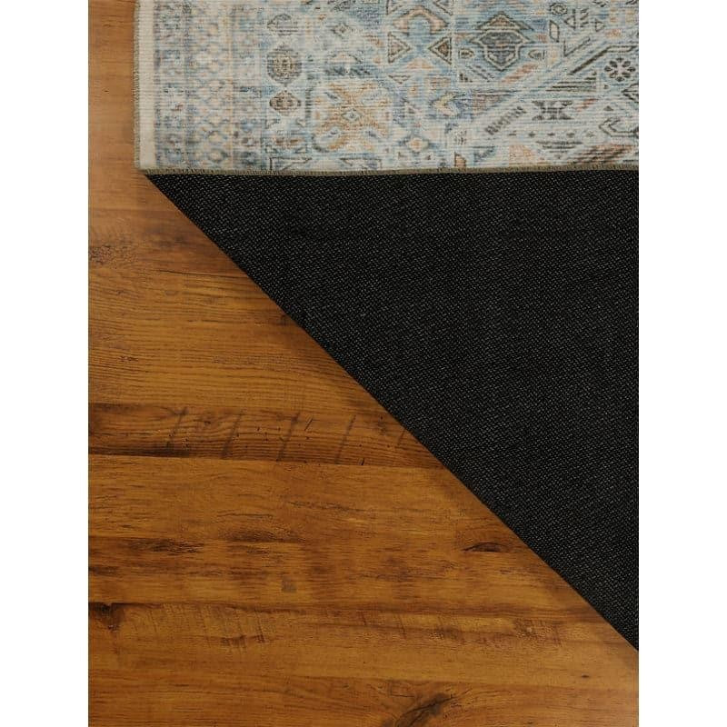 Nilaya Ethnic Anti Slip Polyester Carpet - Blue,Grey media 5