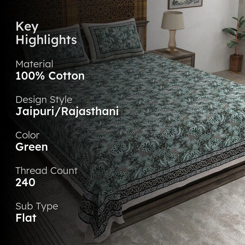 Shapeza Cotton Bedsheet (Green) - 240 TC media 2