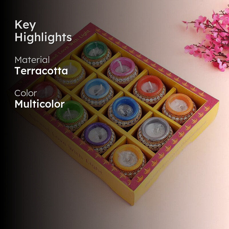 Matka Terracotta Diya - Set Of Twelve media 2
