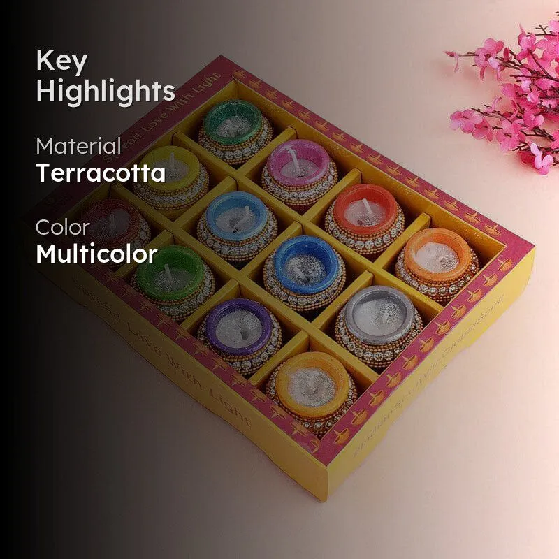 Matka Terracotta Diya - Set Of Twelve media 2