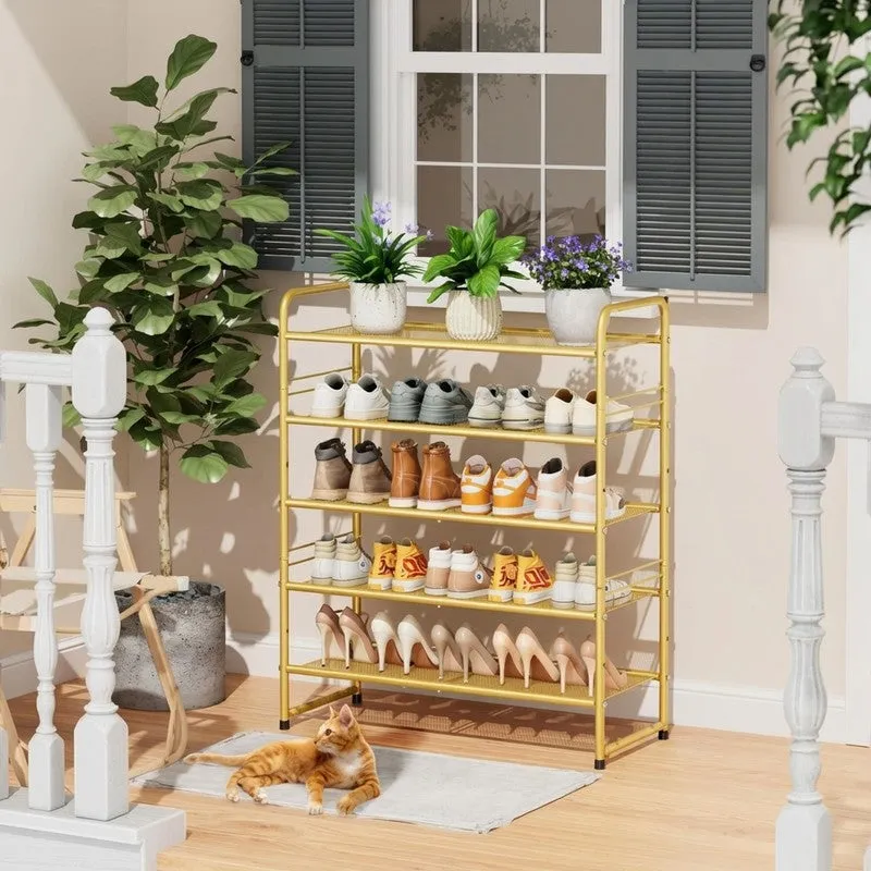 Slim Metal Shoe Rack - Gold media 4