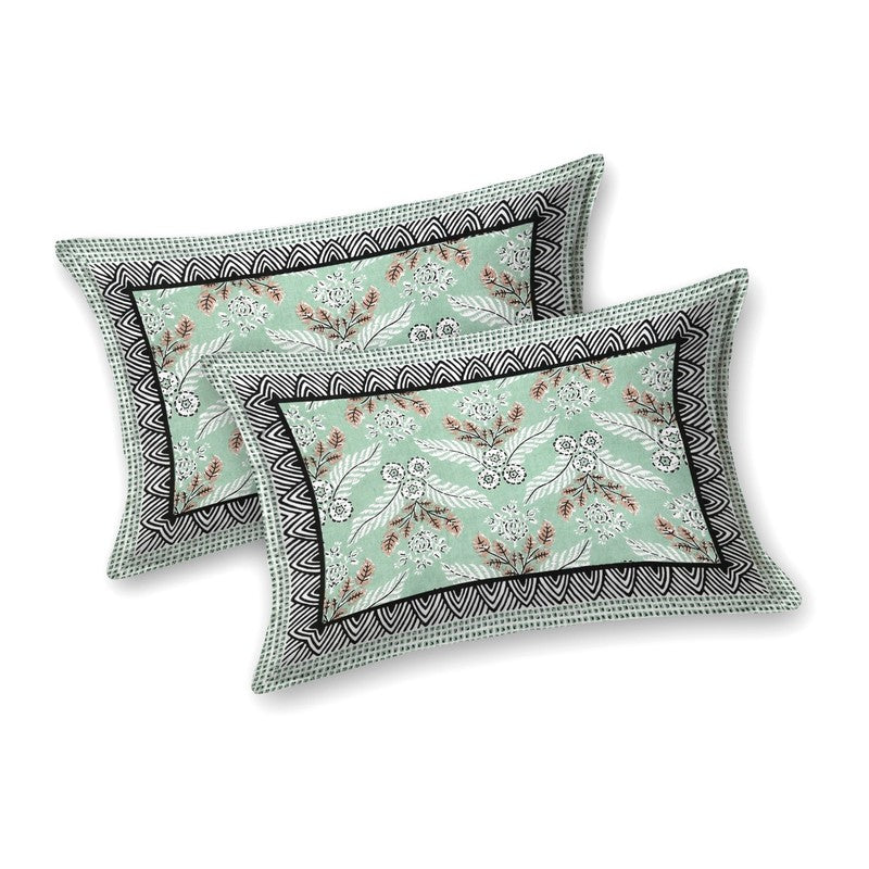 Bloomix Cotton Bedsheet (Green,Grey) - 240 TC media 4