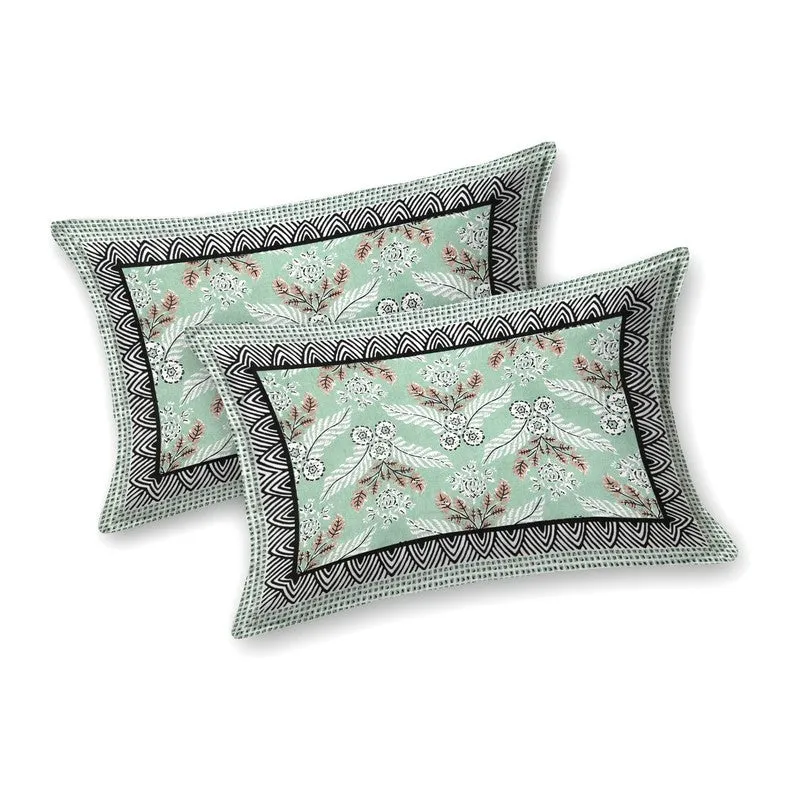 Bloomix Cotton Bedsheet (Green,Grey) - 240 TC media 4