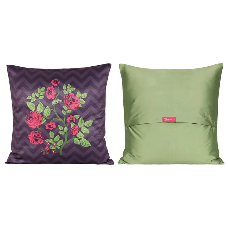 India Circus Whispering Verdure Printed Velvet Cushion Cover - Set Of Five media 3