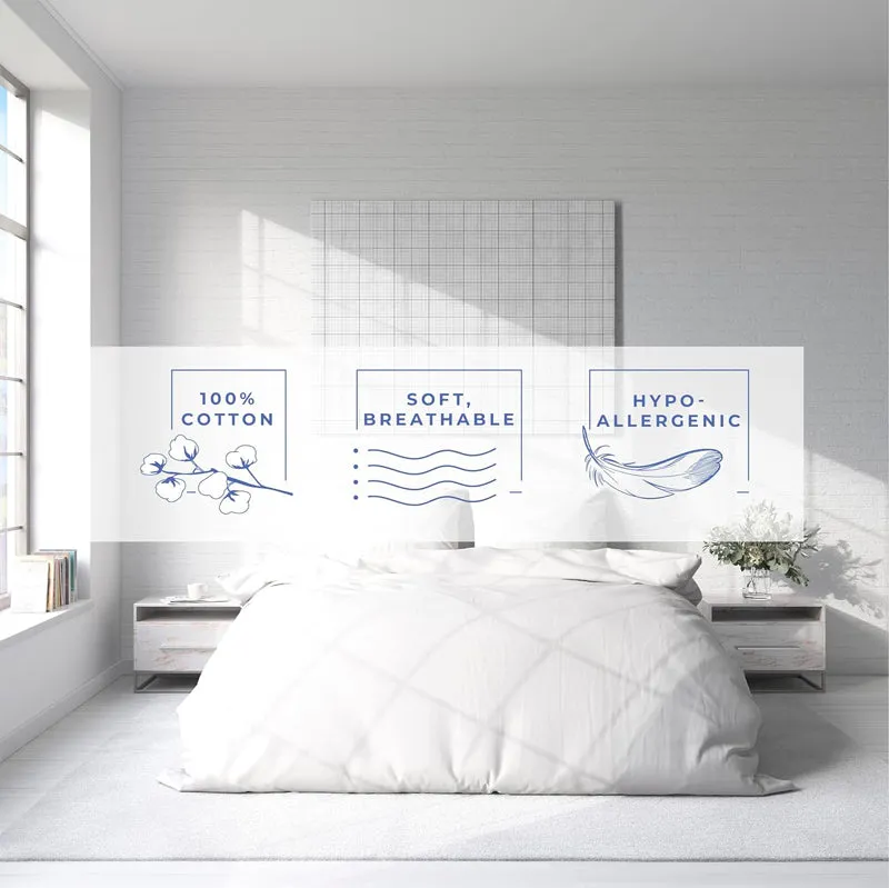 Amelia 100% Cotton Satin Weave Duvet Cover With Pillow Covers - White media 3