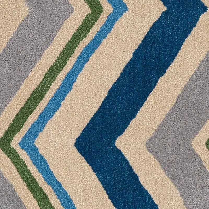 Peregrin Hand Tufted Geometric Wool & Nylon Carpet - Blue media 3