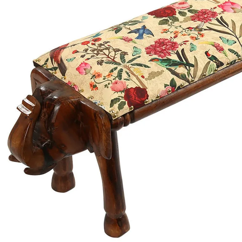 India Circus Acacia Wooden Bird Wooden Bench media 5