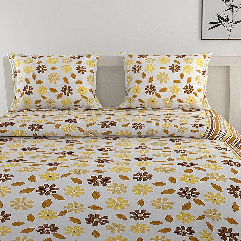 Swayam Smera Floral Bedding Set - Yellow & Brown media 3