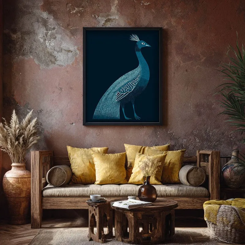Peaceful Peacock Folk Art Canvas Wall Painting With Black Frame media 7