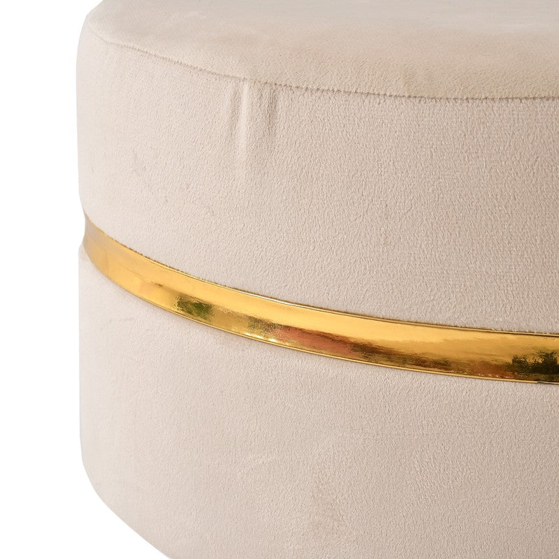 Classic Solid Velvet Ottoman - Beige media 4