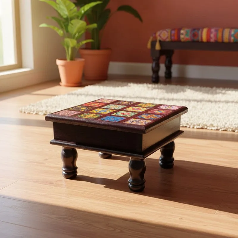 Athangudi Mango Wood & MDF Stool - 10 inch media 3