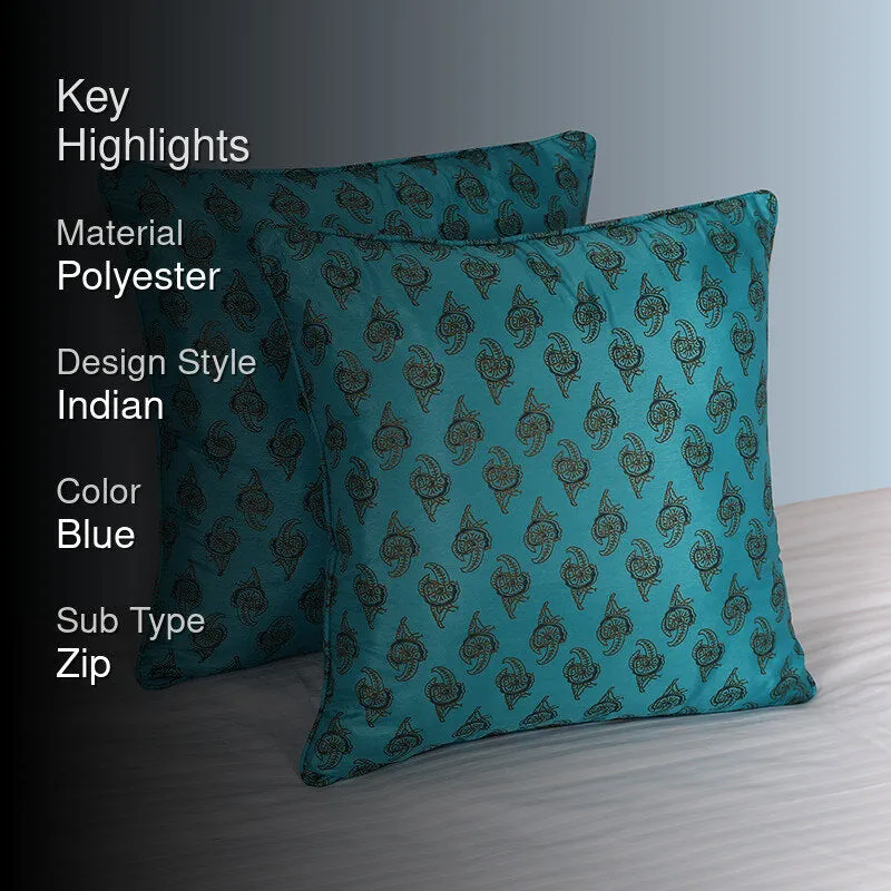 Turquoise Tales Printed Cushion Cover - Set Of Two media 2