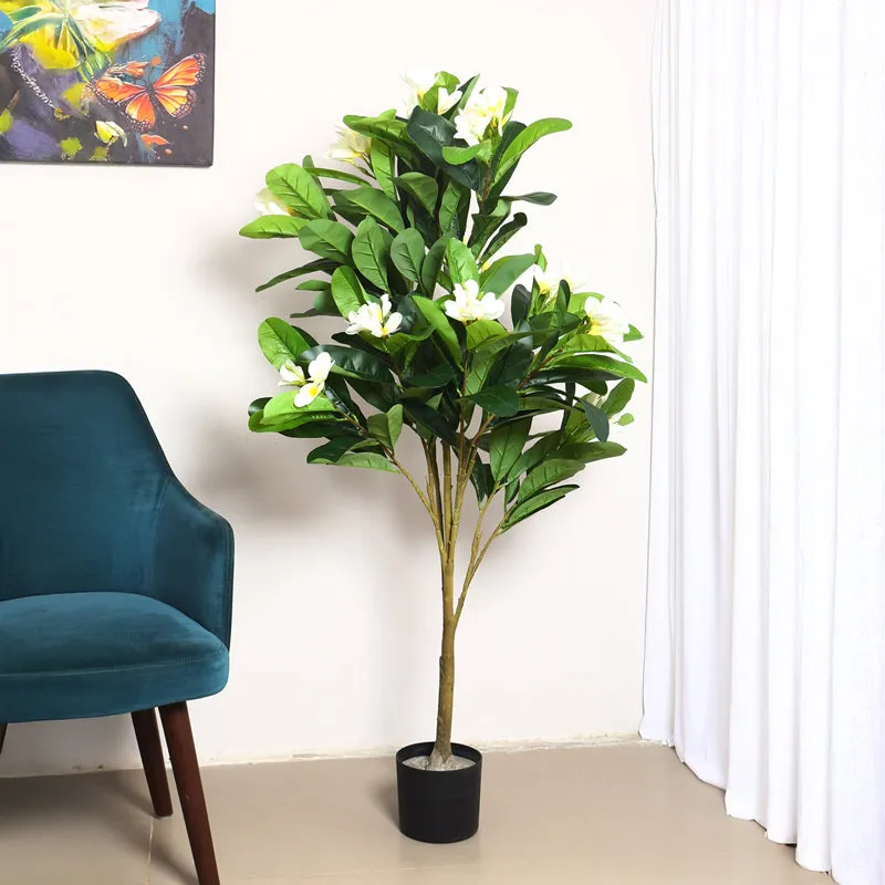 Verdiq Artificial Frangipani With Black Plastic Pot - 4.5 Feet media 3