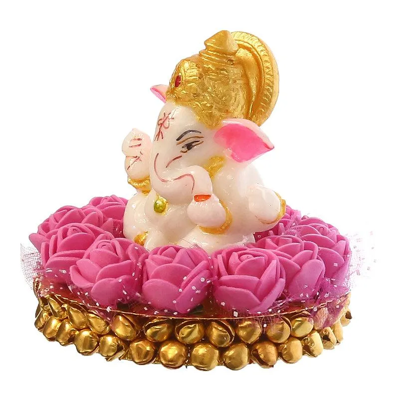 Lord Vinayak Pooja Tealight Candle Holder - Pink media 4