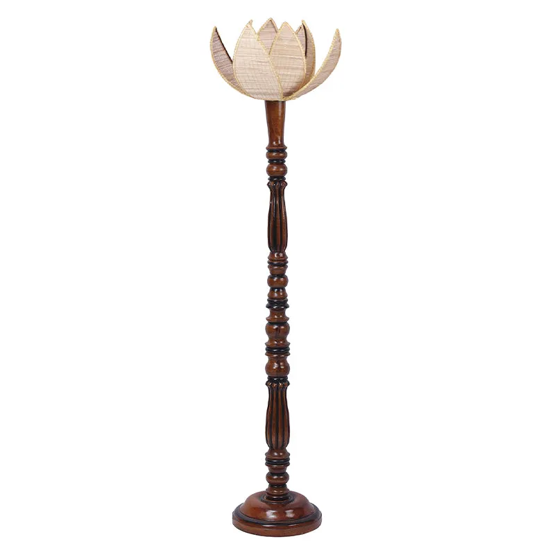 Kamala Masiya Vintage Wooden Floor Lamp - Beige media 5