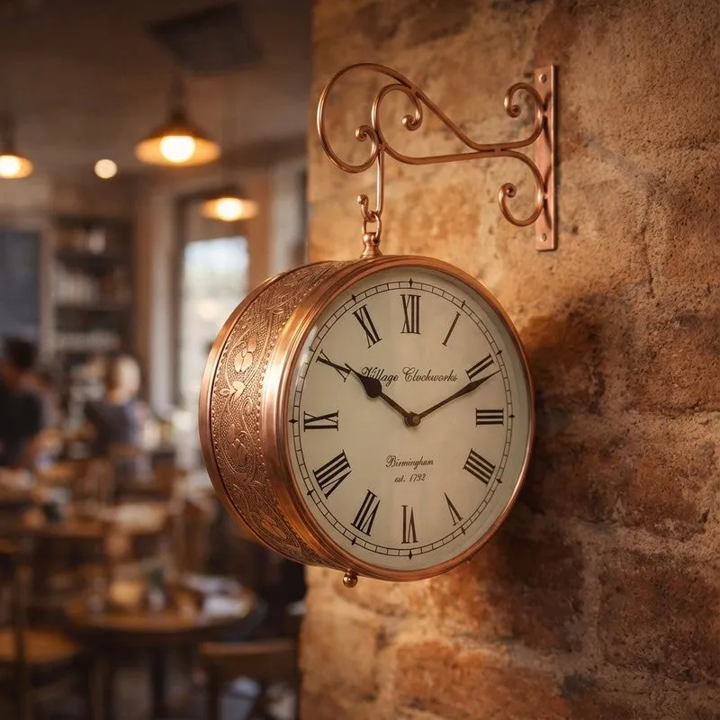Numaera Double Sided Vintage Station Clock - Rose Gold media 4