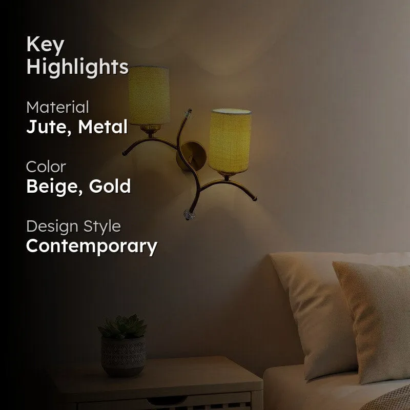 LumiBranch Dual Jute Wall Lamp - Beige & Gold media 2