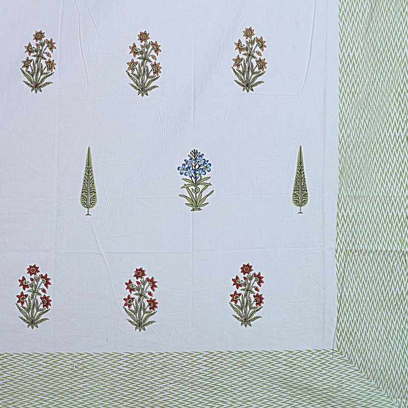 WhiteBloom Handblock Printed Cotton Bedsheet (Brown) - 400 TC media 8