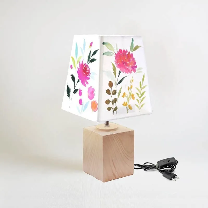 Delicate Flora Handpainted Fabric Table Lamp - Multicolor media 4