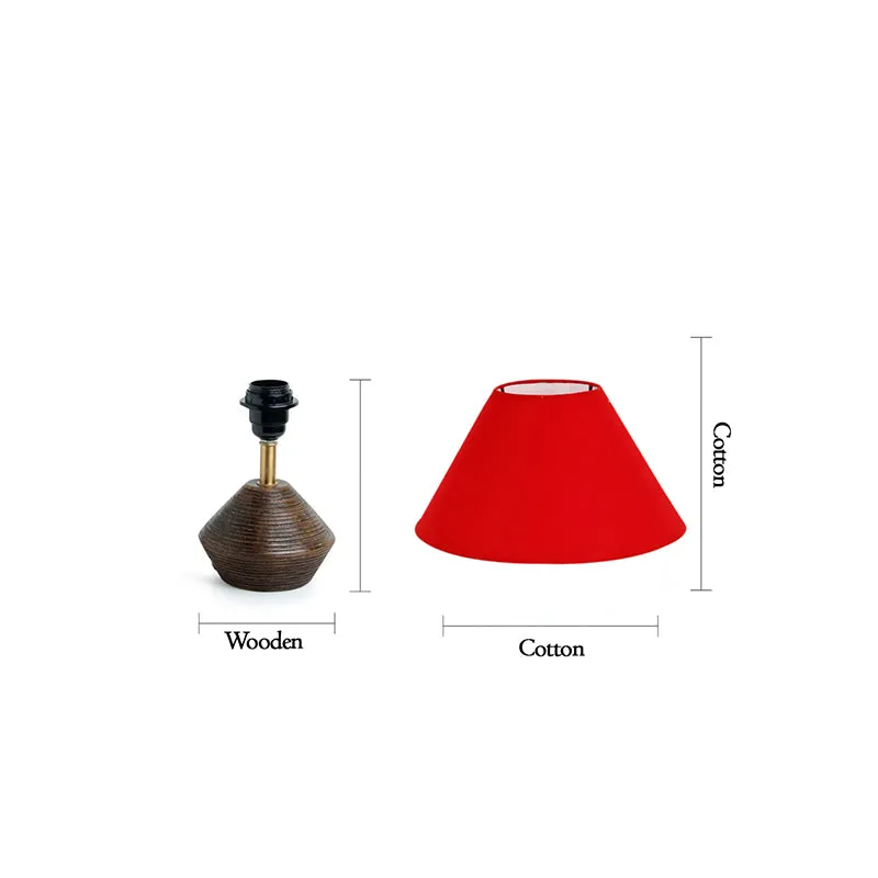 Yami Cone Wooden Table Lamp - Brown,Red media 6