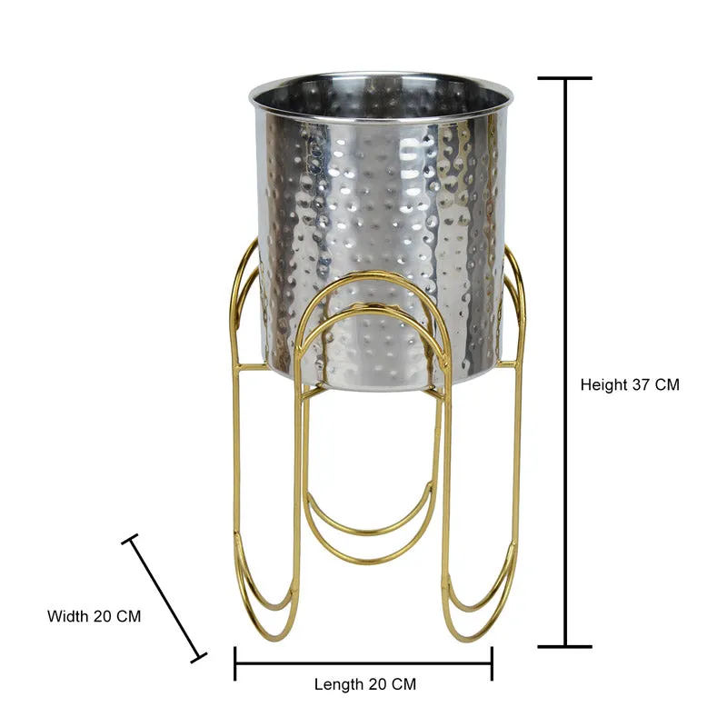 Vyra Stainless Steel Planter - Silver & Gold - 4