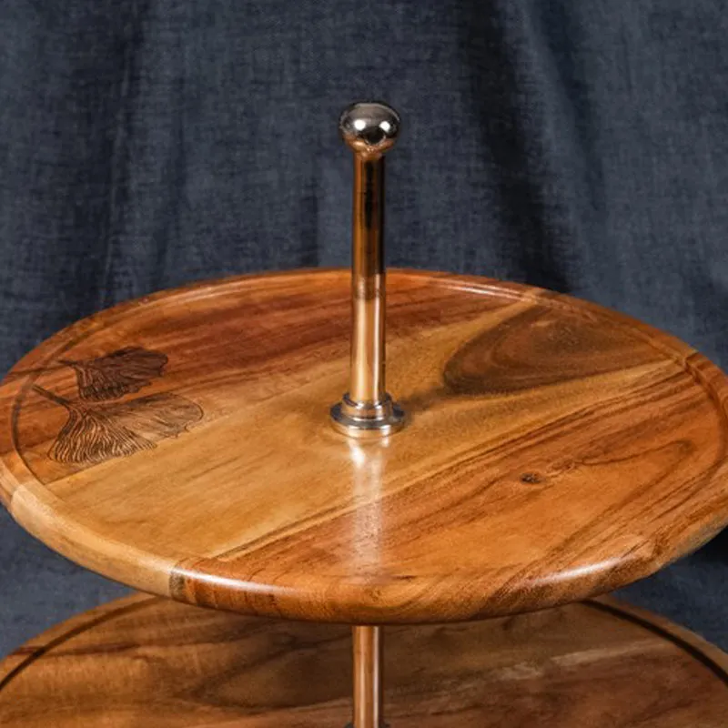 Ornate Pattern Print Wooden Two-Tier Cake Stand media 5