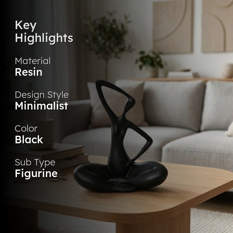Meditative Pose Decorative Sculpture - Black media 2