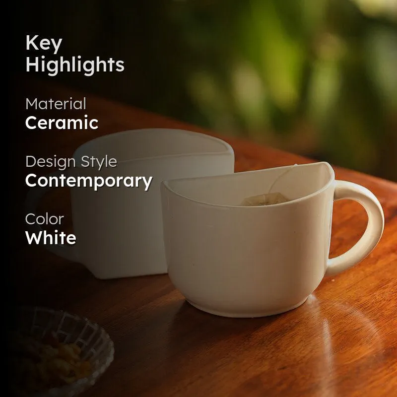 The Better Half Ceramic Tea Cup (130 mL Each/White) - Set of Two media 2