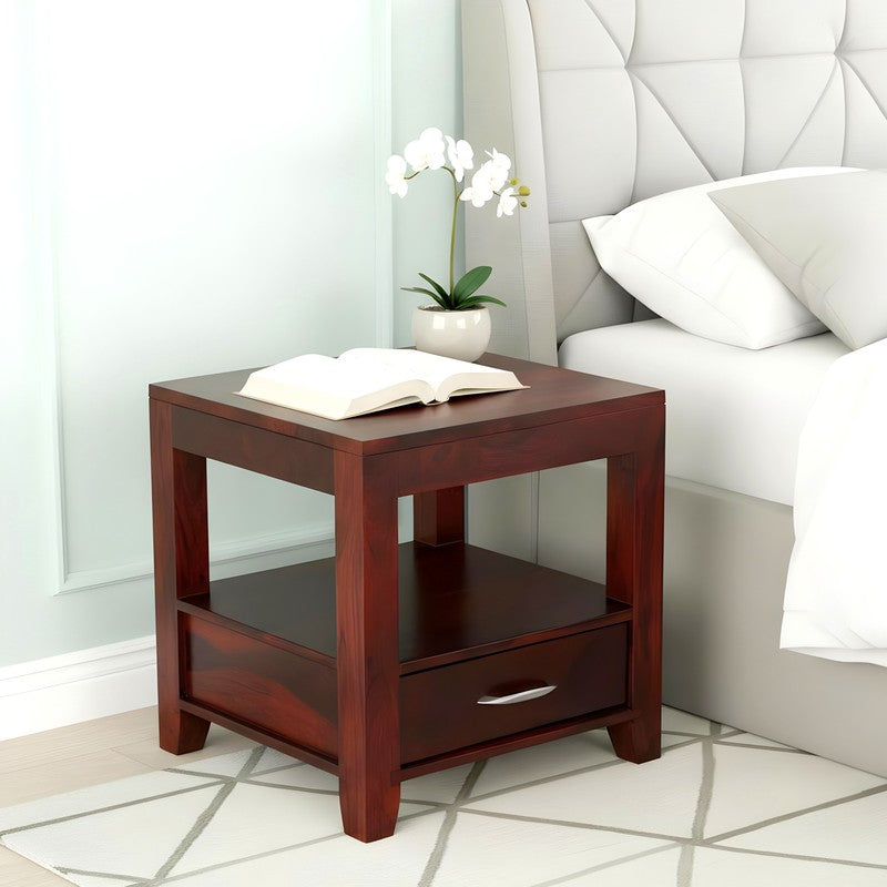 Vverix Sheesham Wooden Side & Bedside Table - Brown